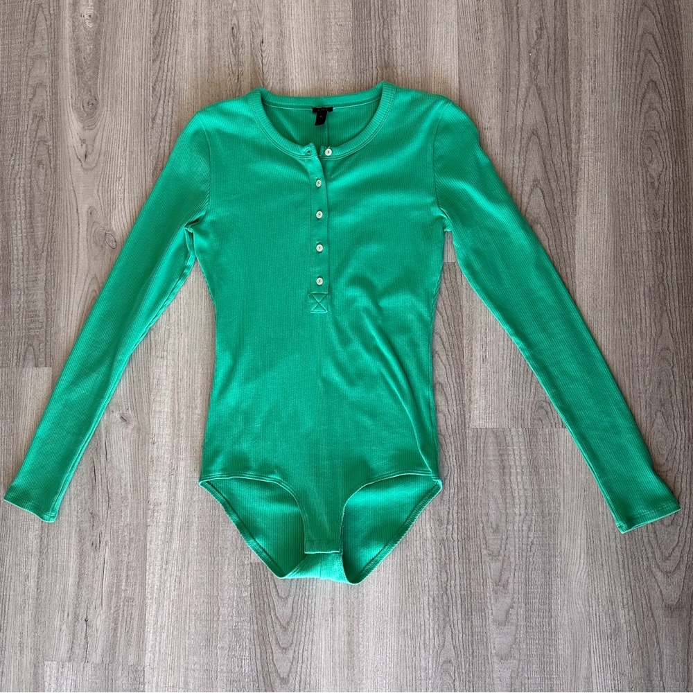 Teal Ribbed Henley J.Crew Bodysuit